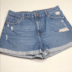 & DENIM HIGH-RISE FACTORY JEAN SHORTS 14/32 ⭐️